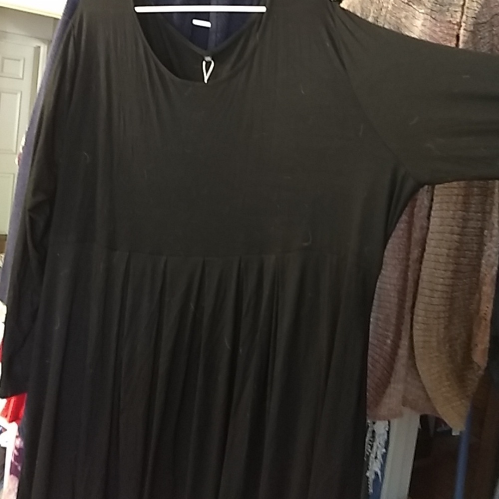 Long sleeve black box pleat dress nwt
